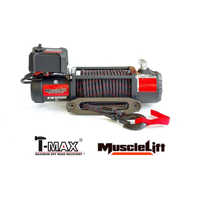 T-MAX Muscle-Lift MW12500 12V 5665kg cable plasma enfundado